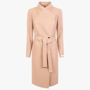 Rose wool wrap coat in camel