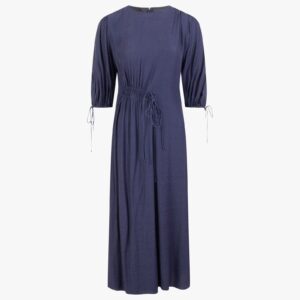 Jillia asymmetric tie midi dress in dark navy