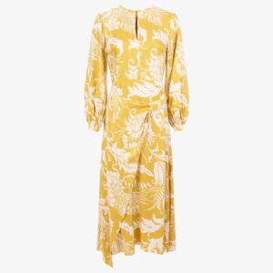 Saraiy printed sarong detail midi dress in yellow
