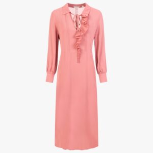 Faithiy asymmetric ruffle midi dress in mid pink