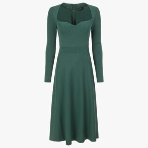 Polliah sweetheart skater knit midi dress in dark green