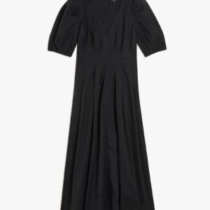 Ledra puff sleeve midi dress in black