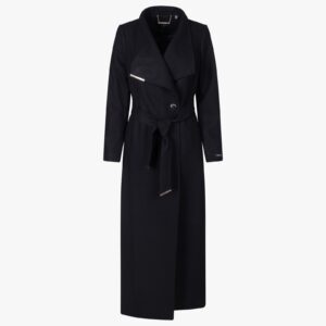 Rosemax maxi belted wrap coat in black