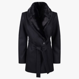 Toroja faux fur collar jacket in black
