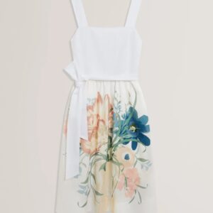 Gemha tie waist floral dress